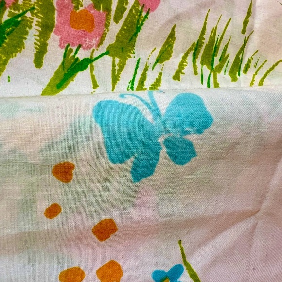 Vintage Pillowcase Garden Butterfly Flower Garden 1970’s Burlington - Picture 5 of 11